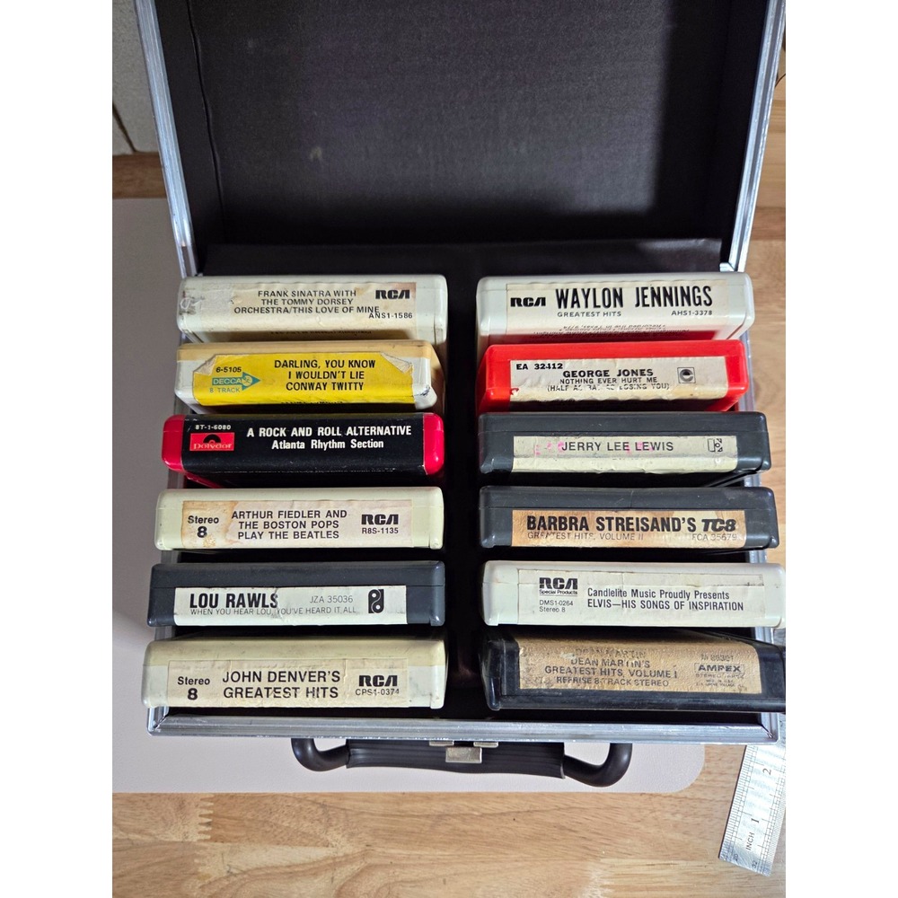 Vintage 8 Track Tape Lot 12 Untested Case Elvis Waylon Sinatra Jones Dean Martin